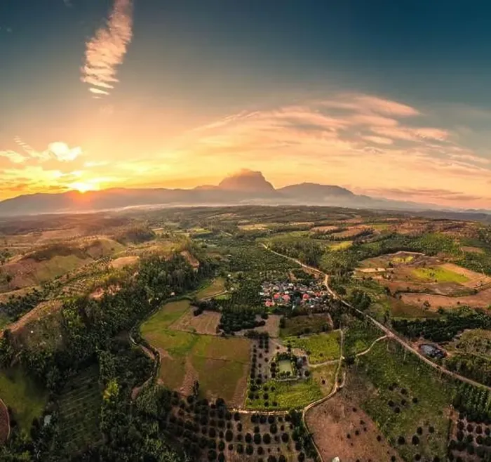 Framed Print : Panorama aerial view of sunset shine over Doi Luang Chiang Dao mountain Framed Print : Panorama aerial view of sunset shine over Doi Luang Chiang Dao mountain