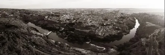 Framed Print : Panorama aerial view of Toledo city skyline with historical buildings in Spain Framed Print : Panorama aerial view of Toledo city skyline with historical buildings in Spain