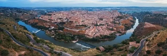 Framed Print : Panorama aerial view of Toledo city skyline with historical buildings in Spain Framed Print : Panorama aerial view of Toledo city skyline with historical buildings in Spain
