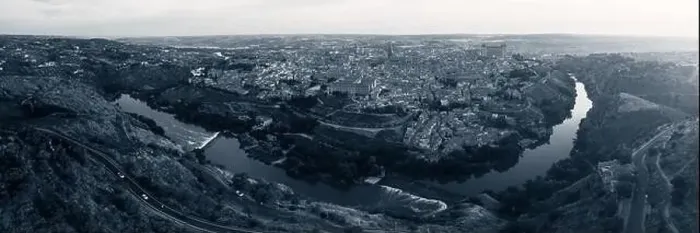 Framed Print : Panorama aerial view of Toledo city skyline with historical buildings in Spain Framed Print : Panorama aerial view of Toledo city skyline with historical buildings in Spain