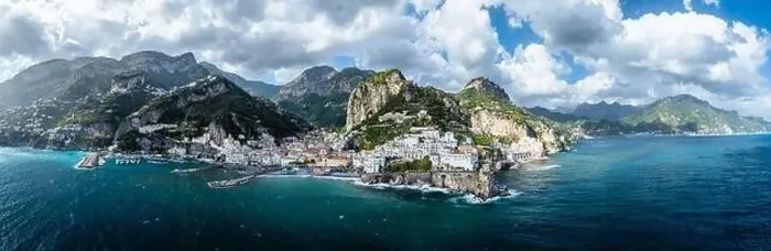 Framed Print : Panorama of Amalfi from a drone, Salerno, Campania, Italy Framed Print : Panorama of Amalfi from a drone, Salerno, Campania, Italy