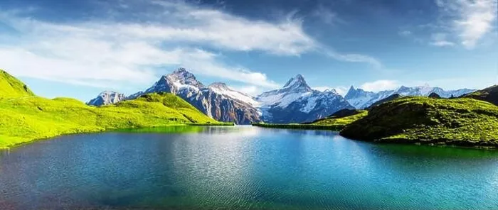 Framed Print : Panorama of Bachalpsee lake in Swiss Alps mountains. Snowy peaks of Wetterhorn, Mittelhorn and Rosenhorn on background Framed Print : Panorama of Bachalpsee lake in Swiss Alps mountains. Snowy peaks of Wetterhorn, Mittelhorn and Rosenhorn on background
