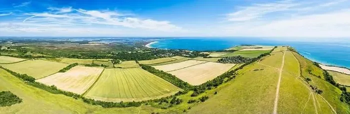 Framed Print : Panorama of Ballard Cliff over Studland from a drone, Jurassic Coast, Dorset Coast, Poole, England Framed Print : Panorama of Ballard Cliff over Studland from a drone, Jurassic Coast, Dorset Coast, Poole, England