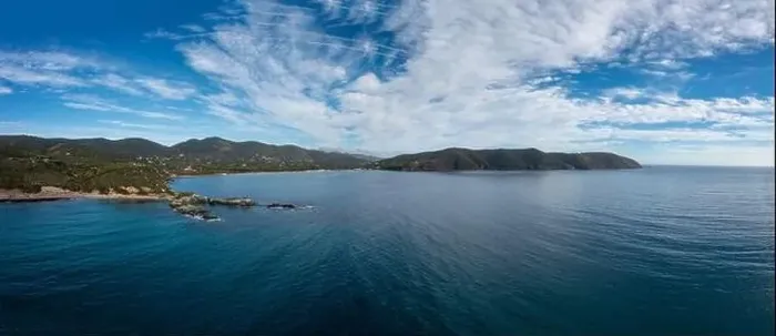 Framed Print : Panorama drone view of Laconella and Lacona Beach on the island of Elba Framed Print : Panorama drone view of Laconella and Lacona Beach on the island of Elba