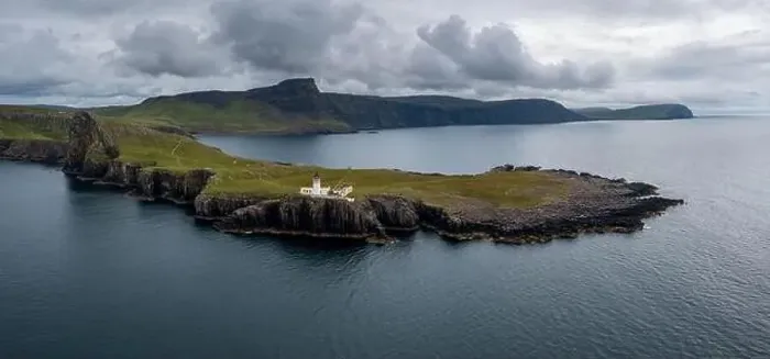 Framed Print : A panorama drone view of the Neist Point Lighthouse and the Minch on the western coast of Isle of Skye Framed Print : A panorama drone view of the Neist Point Lighthouse and the Minch on the western coast of Isle of Skye