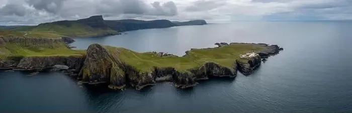 Framed Print : A panorama drone view of the Neist Point Lighthouse and the Minch on the western coast of Isle of Skye Framed Print : A panorama drone view of the Neist Point Lighthouse and the Minch on the western coast of Isle of Skye