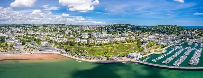 Framed Print : Panorama over English Riviera from a drone, Torquay, Devon, England, Europe Framed Print : Panorama over English Riviera from a drone, Torquay, Devon, England, Europe
