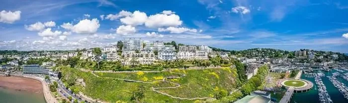 Framed Print : Panorama over English Riviera from a drone, Torquay, Devon, England, Europe Framed Print : Panorama over English Riviera from a drone, Torquay, Devon, England, Europe