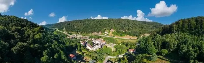 Framed Print : Panorama with the Frauenalb monastery and the landscape of the Alb valley, Marxzell, Baden-Wuerttemberg, Germany, Europe Framed Print : Panorama with the Frauenalb monastery and the landscape of the Alb valley, Marxzell, Baden-Wuerttemberg, Germany, Europe
