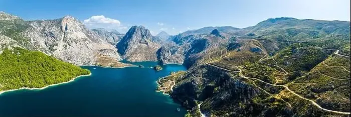 Framed Print : Panorama over GREEN CANYON from a drone, Alanya, Turkey