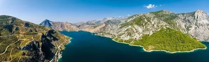 Framed Print : Panorama over GREEN CANYON from a drone, Alanya, Turkey