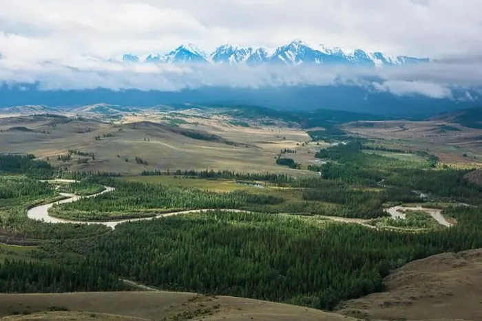 Framed Print : Panorama of Kurai steppe and Chuya river Framed Print : Panorama of Kurai steppe and Chuya river