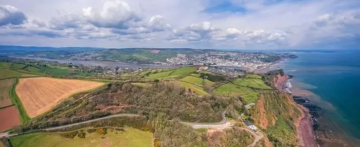 Framed Print : Panorama over Labrador Bay and Ness Cove Beach from a drone, Shaldon, Teignmouth, Devon, England, Europe Framed Print : Panorama over Labrador Bay and Ness Cove Beach from a drone, Shaldon, Teignmouth, Devon, England, Europe