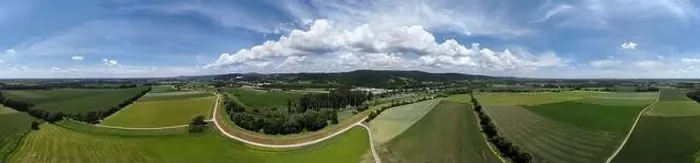 Framed Print : Panorama landscape from the air in the Bavarian Danube area with cloudy summer sky Framed Print : Panorama landscape from the air in the Bavarian Danube area with cloudy summer sky