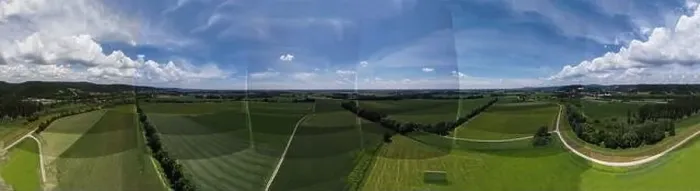 Framed Print : Panorama landscape from the air in the Bavarian Danube area with cloudy summer sky Framed Print : Panorama landscape from the air in the Bavarian Danube area with cloudy summer sky