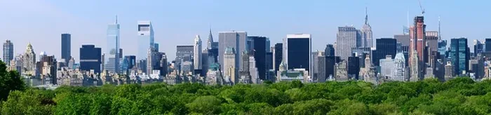 Framed Print : Panorama of midtown Manhattan from above Central Park treetops in New York City Framed Print : Panorama of midtown Manhattan from above Central Park treetops in New York City