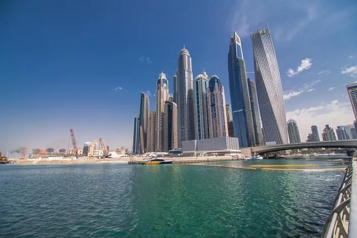 Framed Print : Panorama of modern skyscrapers in the center of luxury Dubai city, Dubai, United Arab Emirates