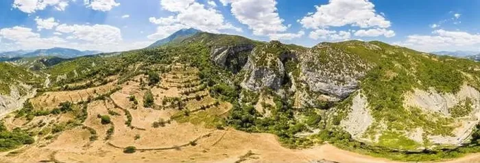 Framed Print : Panorama of mountain around Sotira Waterfall in Albania in Summer Framed Print : Panorama of mountain around Sotira Waterfall in Albania in Summer