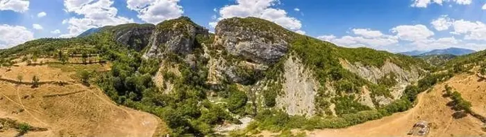 Framed Print : Panorama of mountain around Sotira Waterfall in Albania in Summer Framed Print : Panorama of mountain around Sotira Waterfall in Albania in Summer