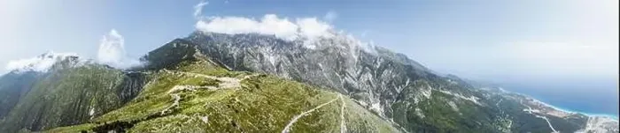 Framed Print : Panorama of Mountains over Llogara Pass from a drone, Panorama Llogara, Ceraunian Mountains, Albania Framed Print : Panorama of Mountains over Llogara Pass from a drone, Panorama Llogara, Ceraunian Mountains, Albania