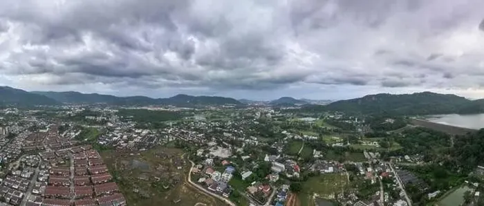 Framed Print : Panorama nature view Aerial view of Kathu district Phuket Thailand from Drone camera High angle view Framed Print : Panorama nature view Aerial view of Kathu district Phuket Thailand from Drone camera High angle view