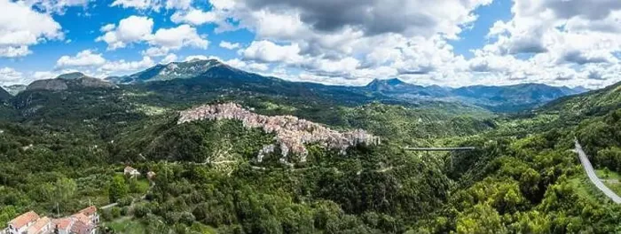 Framed Print : Panorama of Old Village in mountain from a drone, Rivello, Potenza, Basilicata, Italy, Europe Framed Print : Panorama of Old Village in mountain from a drone, Rivello, Potenza, Basilicata, Italy, Europe