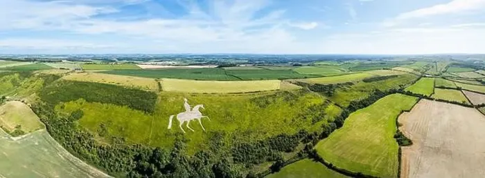 Framed Print : Panorama of Osmington White Horse from a drone, Osmington Hill, Weymouth, Dorset, England Framed Print : Panorama of Osmington White Horse from a drone, Osmington Hill, Weymouth, Dorset, England