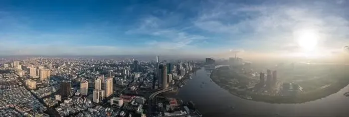 Framed Print : Panorama photo of Ho Chi Minh city in the morning Framed Print : Panorama photo of Ho Chi Minh city in the morning