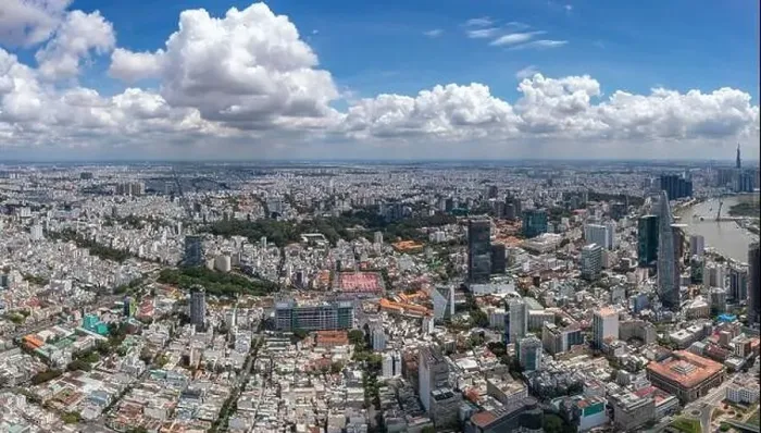 Framed Print : Panorama photo of Saigon downtown in a summer day Framed Print : Panorama photo of Saigon downtown in a summer day