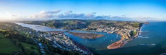 Framed Print : Panorama over River Teign, Shaldon and Teignmouth from a drone, Devon, England, Europe Framed Print : Panorama over River Teign, Shaldon and Teignmouth from a drone, Devon, England, Europe