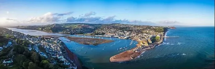 Framed Print : Panorama over River Teign, Shaldon and Teignmouth from a drone, Devon, England, Europe Framed Print : Panorama over River Teign, Shaldon and Teignmouth from a drone, Devon, England, Europe