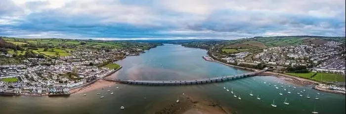 Framed Print : Panorama over River Teign, Shaldon and Teignmouth from a drone, Devon, England, Europe Framed Print : Panorama over River Teign, Shaldon and Teignmouth from a drone, Devon, England, Europe