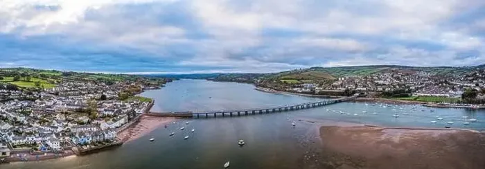 Framed Print : Panorama over River Teign, Shaldon and Teignmouth from a drone, Devon, England, Europe Framed Print : Panorama over River Teign, Shaldon and Teignmouth from a drone, Devon, England, Europe