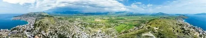 Framed Print : Panorama of Saranda from a drone, Albanian Riviera, Albania Framed Print : Panorama of Saranda from a drone, Albanian Riviera, Albania