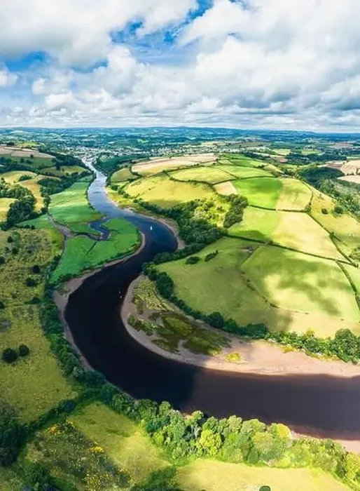 Framed Print : Panorama of Sharpham Meadows and Marsh over River Dart from a drone, Totnes, Devon, England Framed Print : Panorama of Sharpham Meadows and Marsh over River Dart from a drone, Totnes, Devon, England