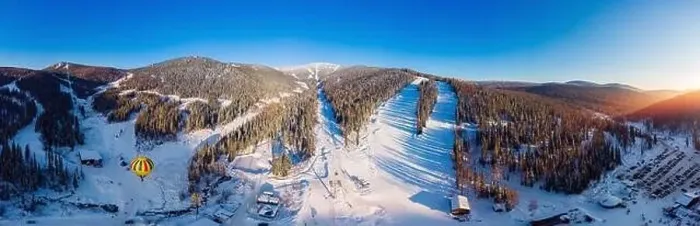 Framed Print : Panorama Sheregesh ski resort in winter, landscape on mountain and hotels, aerial top view Kemerovo region Russia Framed Print : Panorama Sheregesh ski resort in winter, landscape on mountain and hotels, aerial top view Kemerovo region Russia