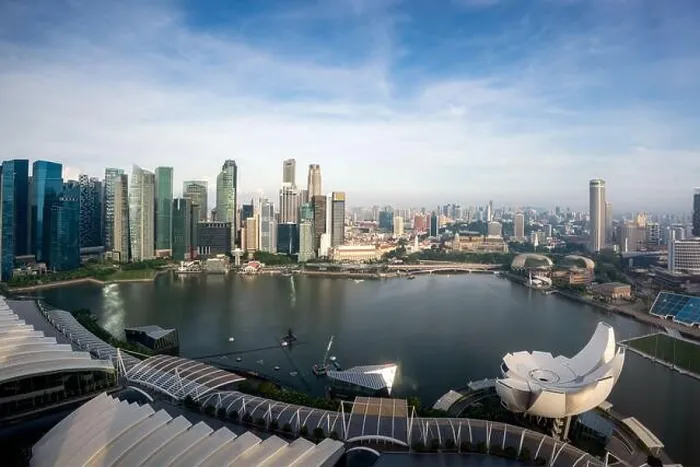 Framed Print : Panorama of Singapore business district skyline and office skyscraper at day in Marina bay, Asian tourism, modern city life, or business finance and e Framed Print : Panorama of Singapore business district skyline and office skyscraper at day in Marina bay, Asian tourism, modern city life, or business finance and e