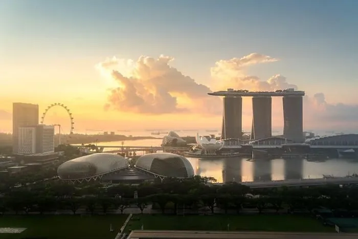 Framed Print : Panorama of Singapore business district skyline and office skyscraper during sunrise in Marina bay, Singapore. Asian tourism, modern city life, or bus Framed Print : Panorama of Singapore business district skyline and office skyscraper during sunrise in Marina bay, Singapore. Asian tourism, modern city life, or bus