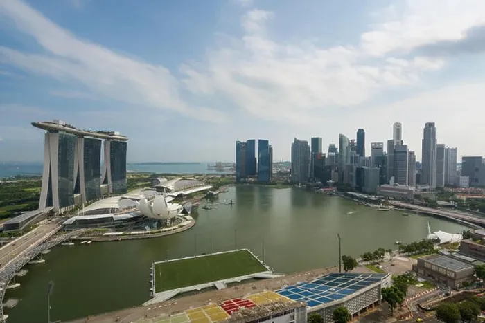 Framed Print : Panorama of Singapore business district skyline and Singapore skyscraper in morning at Marina Bay, Singapore. Asia Framed Print : Panorama of Singapore business district skyline and Singapore skyscraper in morning at Marina Bay, Singapore. Asia