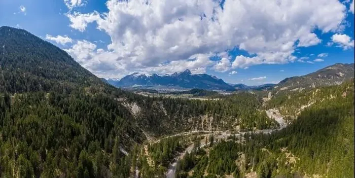 Framed Print : panorama of stuibenfall valley with view to reutte and hahnenkamm mountain chain in tirol Framed Print : panorama of stuibenfall valley with view to reutte and hahnenkamm mountain chain in tirol