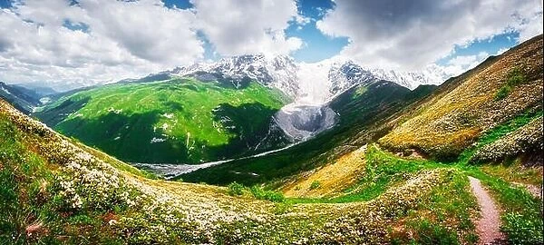 Panorama of summer Caucasus Mountains