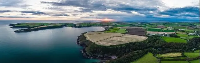 Framed Print : Panorama of Sunset over Fields and Farms from a drone Framed Print : Panorama of Sunset over Fields and Farms from a drone