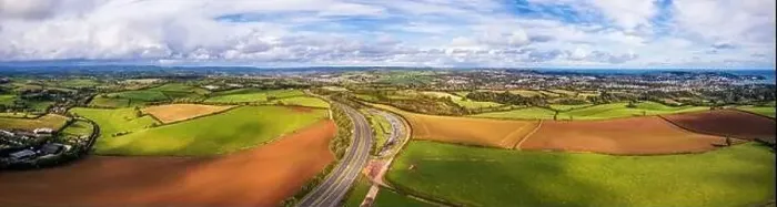 Framed Print : Panorama over Torbay Fields from a drone, Torquay, Devon, England, Europe Framed Print : Panorama over Torbay Fields from a drone, Torquay, Devon, England, Europe