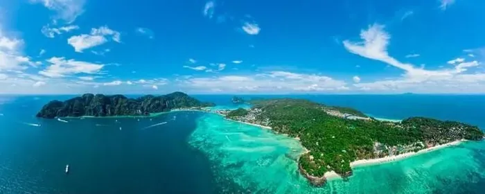 Framed Print : Panorama of tropical islands Phi Phi Don and Phi Phi Leh in sea Framed Print : Panorama of tropical islands Phi Phi Don and Phi Phi Leh in sea