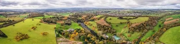 Framed Print : Top down panorama over Ugbrooke House and Gardens from a drone in the colors of fall, Exeter, Devon, England, Europe Framed Print : Top down panorama over Ugbrooke House and Gardens from a drone in the colors of fall, Exeter, Devon, England, Europe