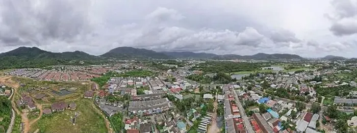 Framed Print : Panorama view Aerial view of Kathu district Phuket Thailand from Drone camera High angle view Framed Print : Panorama view Aerial view of Kathu district Phuket Thailand from Drone camera High angle view