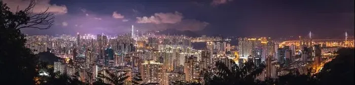 Framed Print : Panorama view of Hong Kong City at twilight time Framed Print : Panorama view of Hong Kong City at twilight time