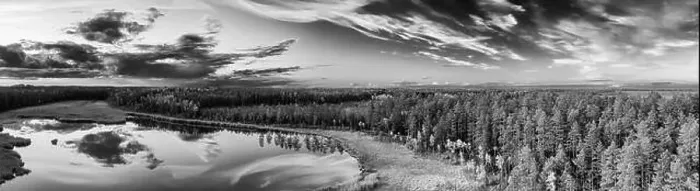 Framed Print : Panorama view of Kingari lake. Black and white. Latvian nature. Beautiful landscape Framed Print : Panorama view of Kingari lake. Black and white. Latvian nature. Beautiful landscape
