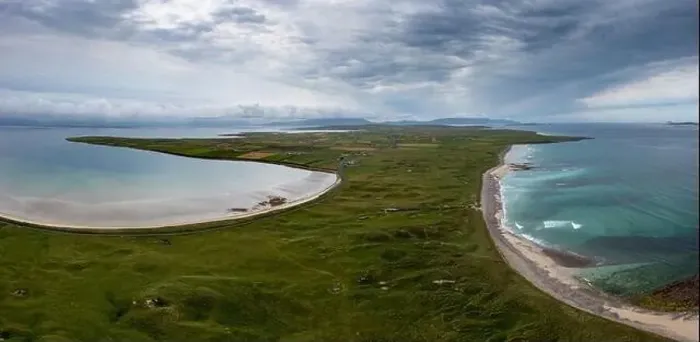 Framed Print : A panorama view of the southern Mullet Peninsula in County Mayo in western Ireland with Elly Bay Beach Framed Print : A panorama view of the southern Mullet Peninsula in County Mayo in western Ireland with Elly Bay Beach