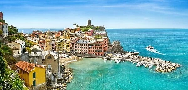 Panorama view of Vernazza, Cinque Terre National Park, Liguria, Italy, UNESCO